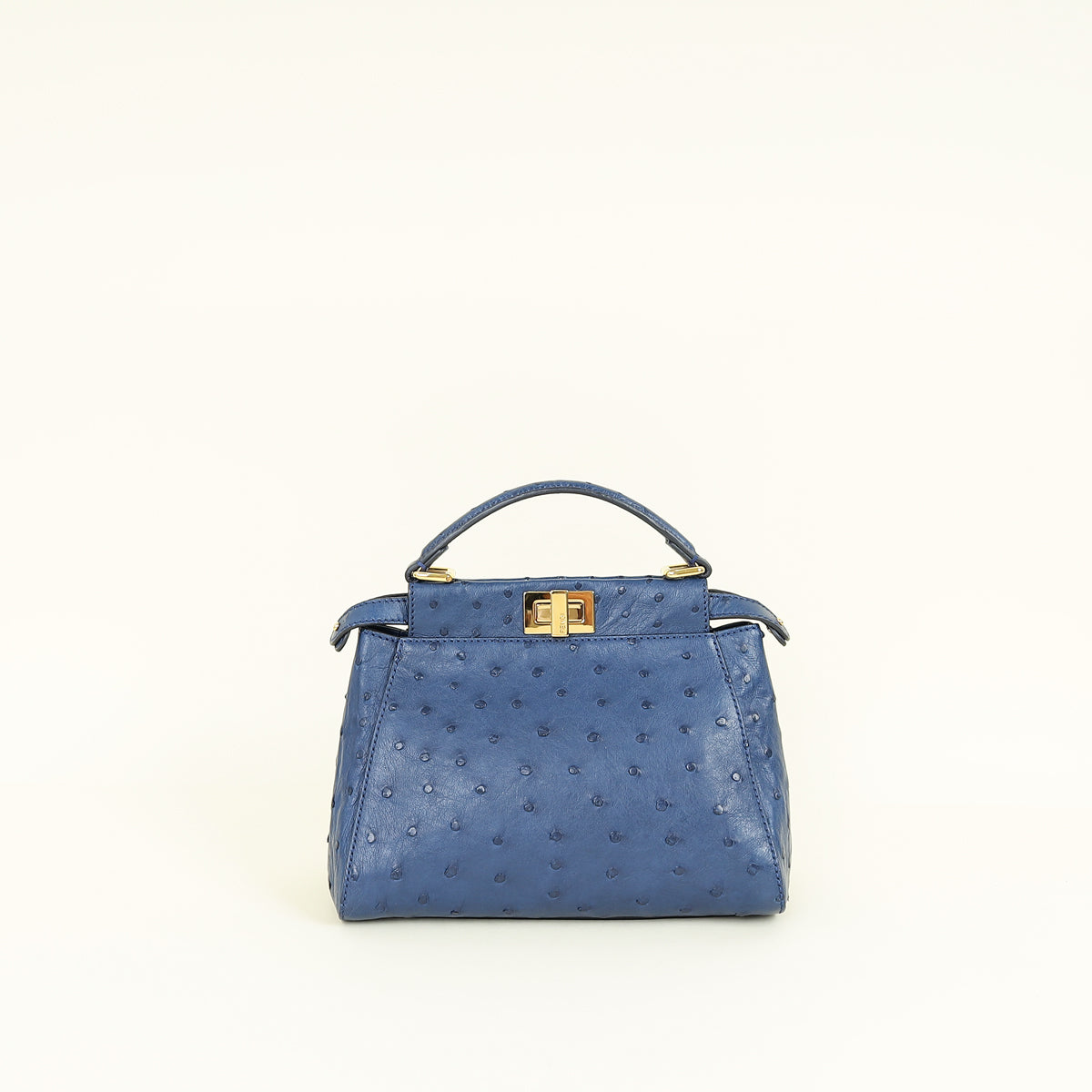 Fendi Navy Blue Ostrich Mini Peekaboo Bag