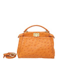 Fendi Orange Ostrich Mini Peekaboo Bag