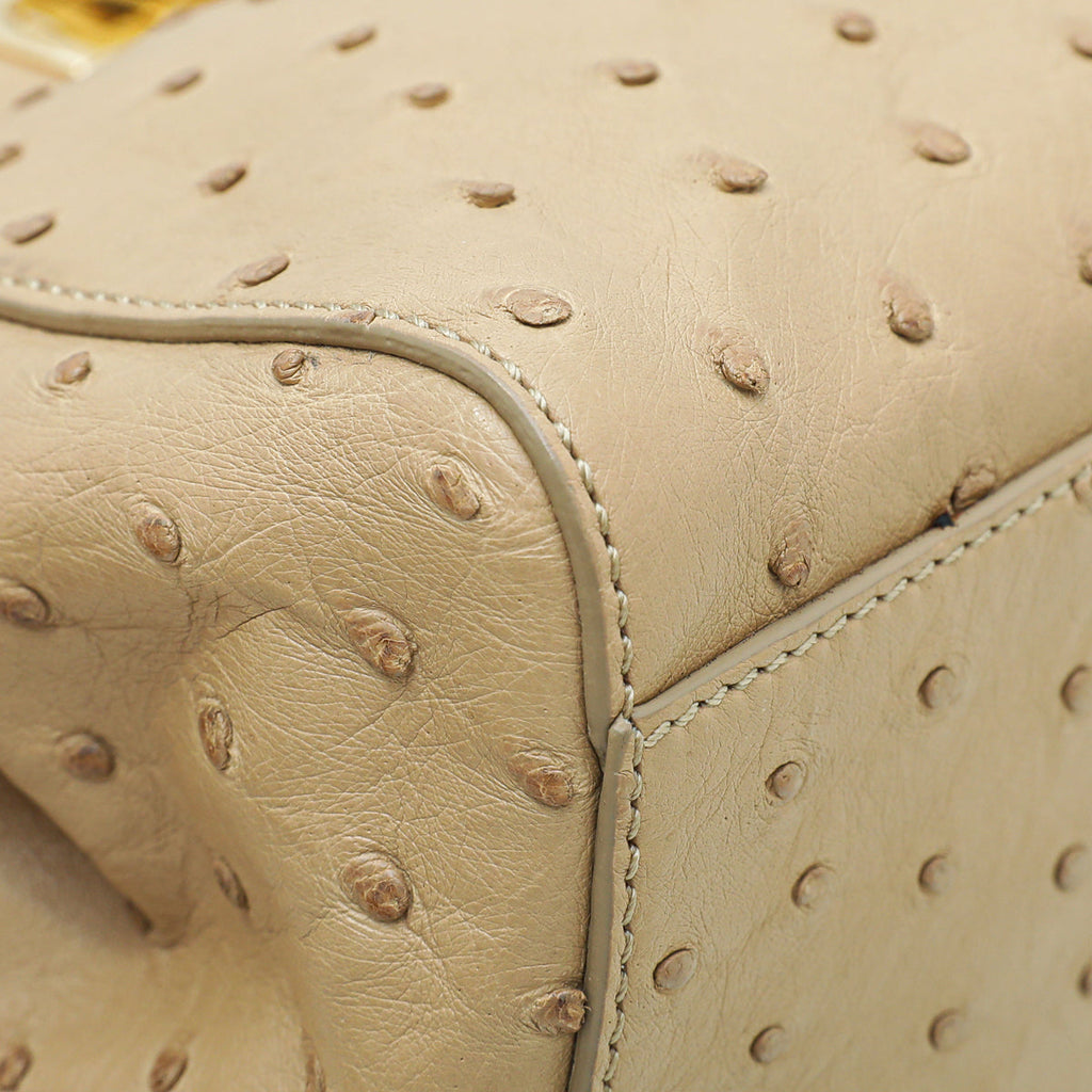 Fendi Beige Ostrich Mini Peekaboo Bag