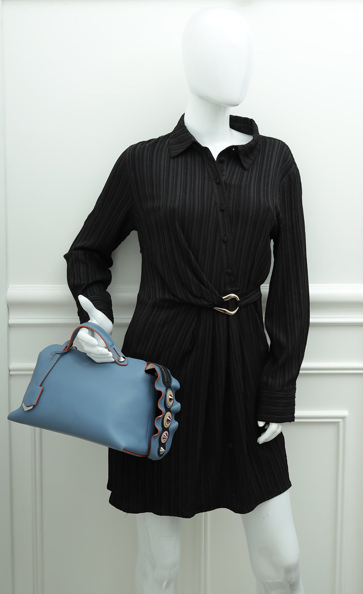 Fendi Blue Wavy Studded Tail By The Way Boston Bag