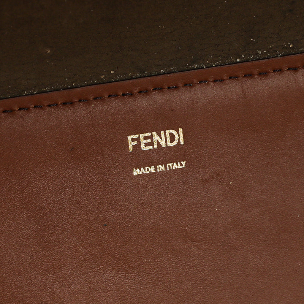 Fendi Brown Sunshine Shopper Tote "Fendi Roma" Motif Large Bag
