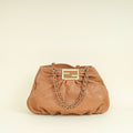 Fendi Camel Mia Leather Chain Tote Bag Large