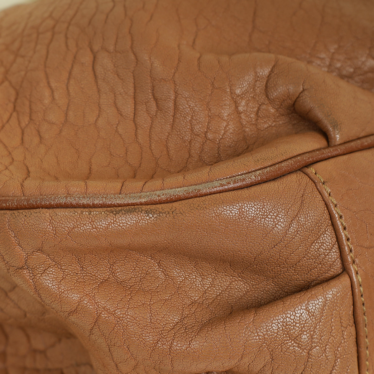 Fendi Camel Mia Leather Chain Tote Bag Large