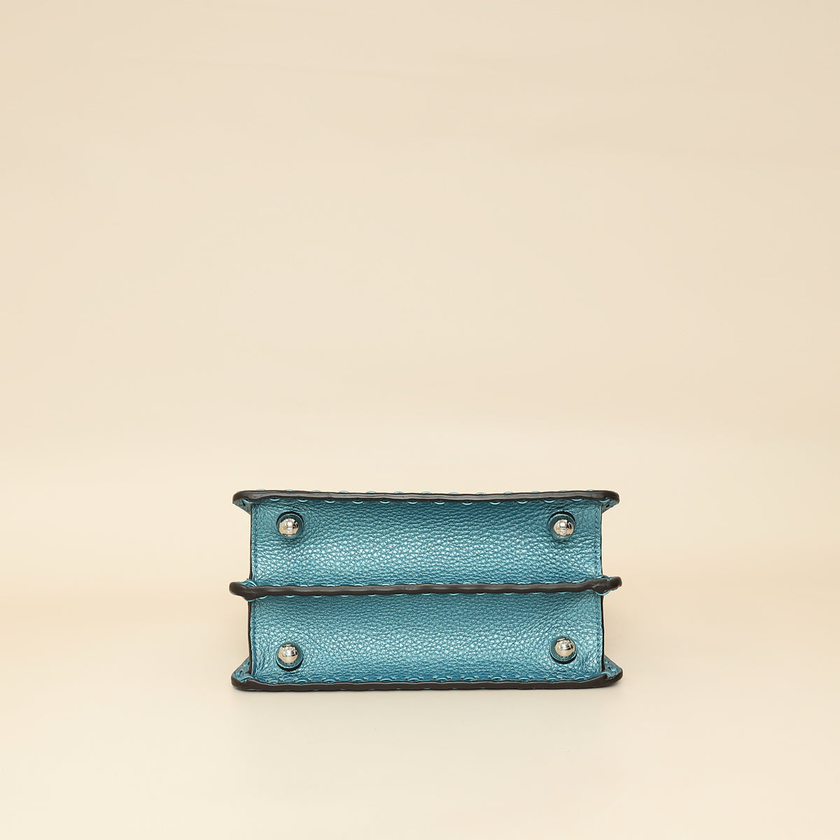 Fendi Metallic Blue Selleria Peekaboo ISeeU Petite Bag