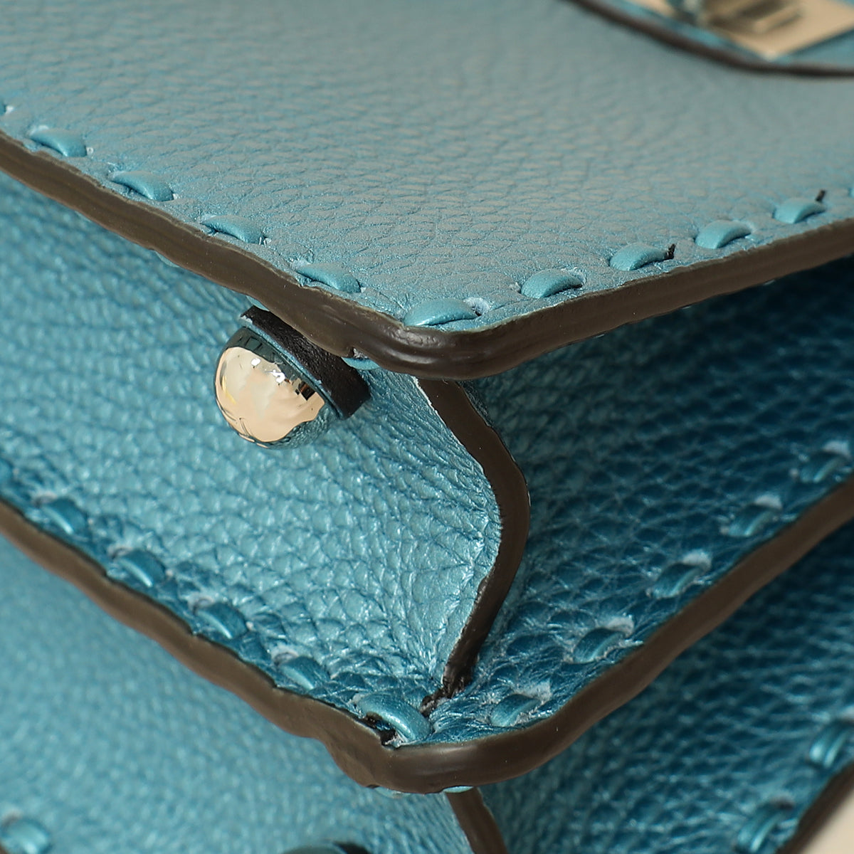 Fendi Metallic Blue Selleria Peekaboo ISeeU Petite Bag