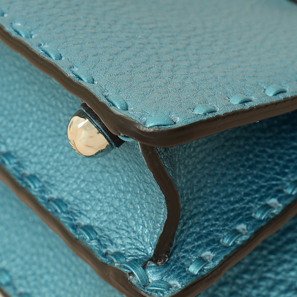 Fendi Metallic Blue Selleria Peekaboo ISeeU Petite Bag