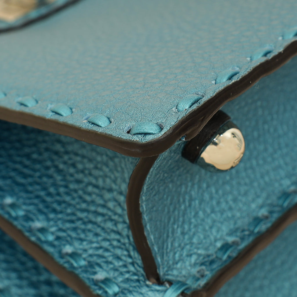 Fendi Metallic Blue Selleria Peekaboo ISeeU Petite Bag