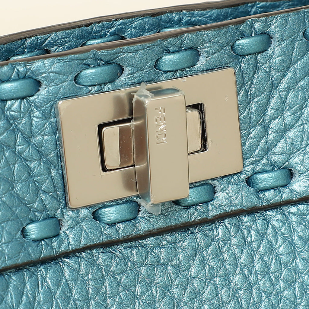 Fendi Metallic Blue Selleria Peekaboo ISeeU Petite Bag