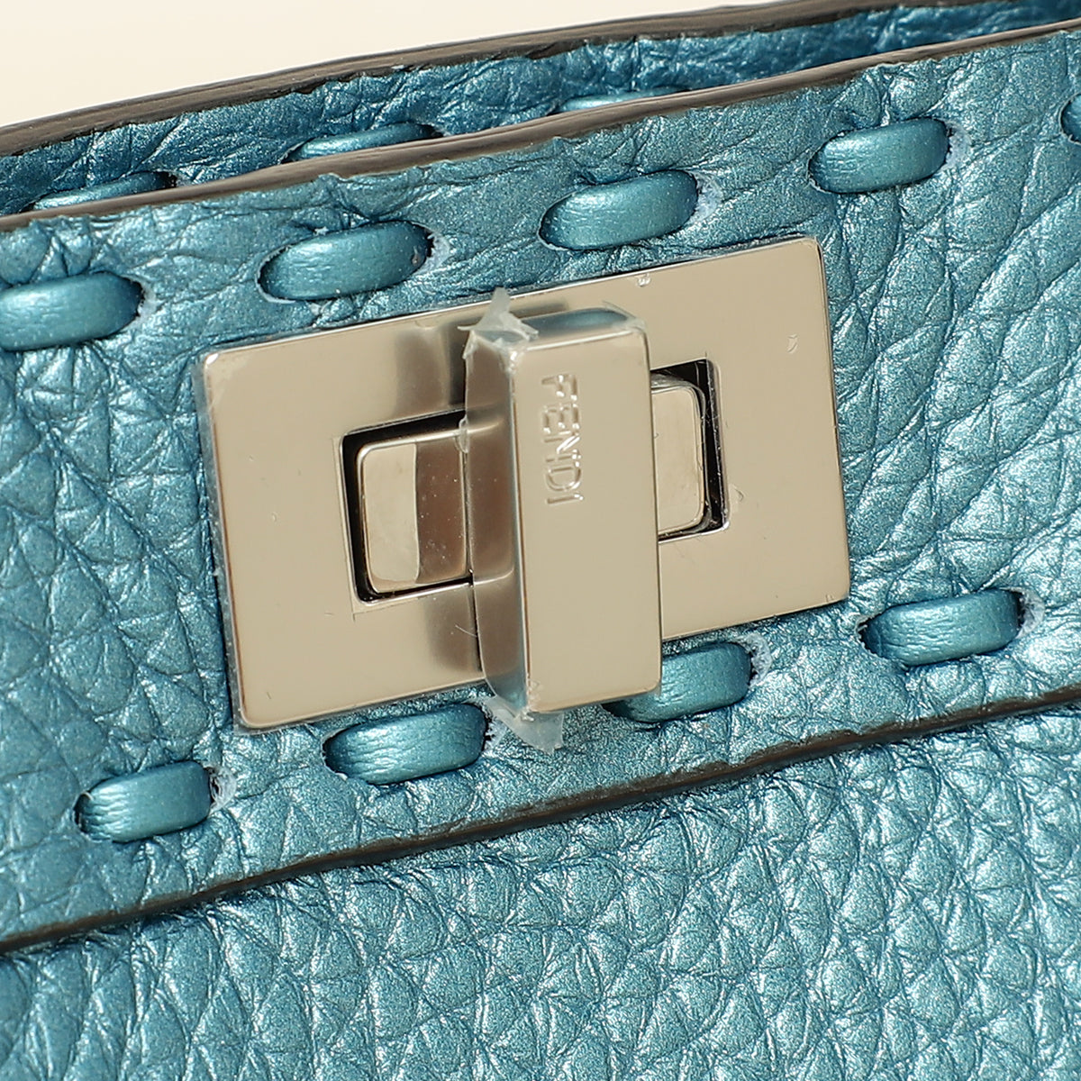 Fendi Metallic Blue Selleria Peekaboo ISeeU Petite Bag