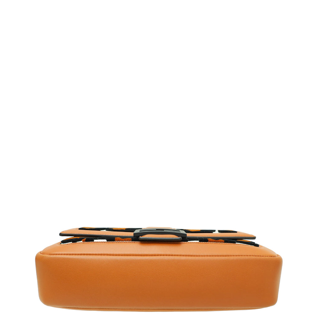 Fendi Bicolor Velvet Soft Nappa Cow Print Baguette Chain