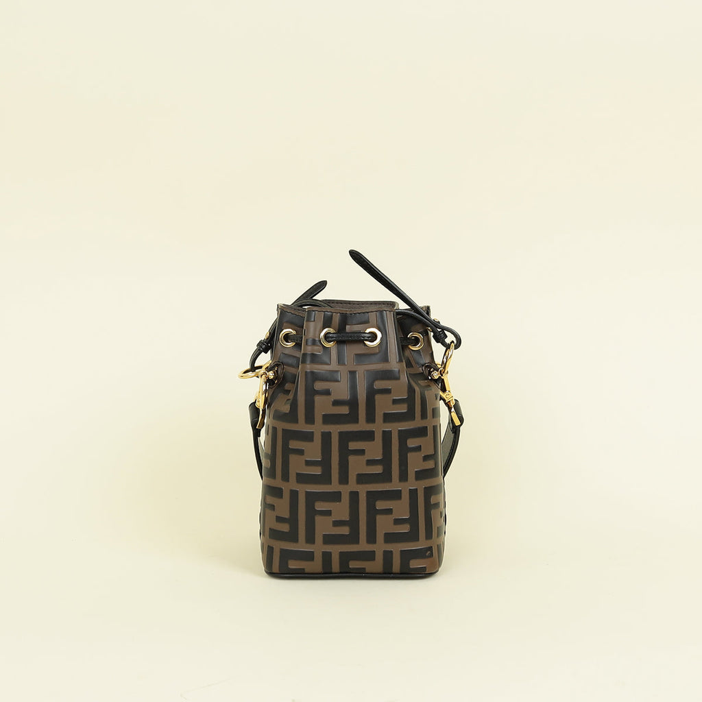 Fendi Bicolor FF Embossed Mon Tresor Mini Bucket Bag