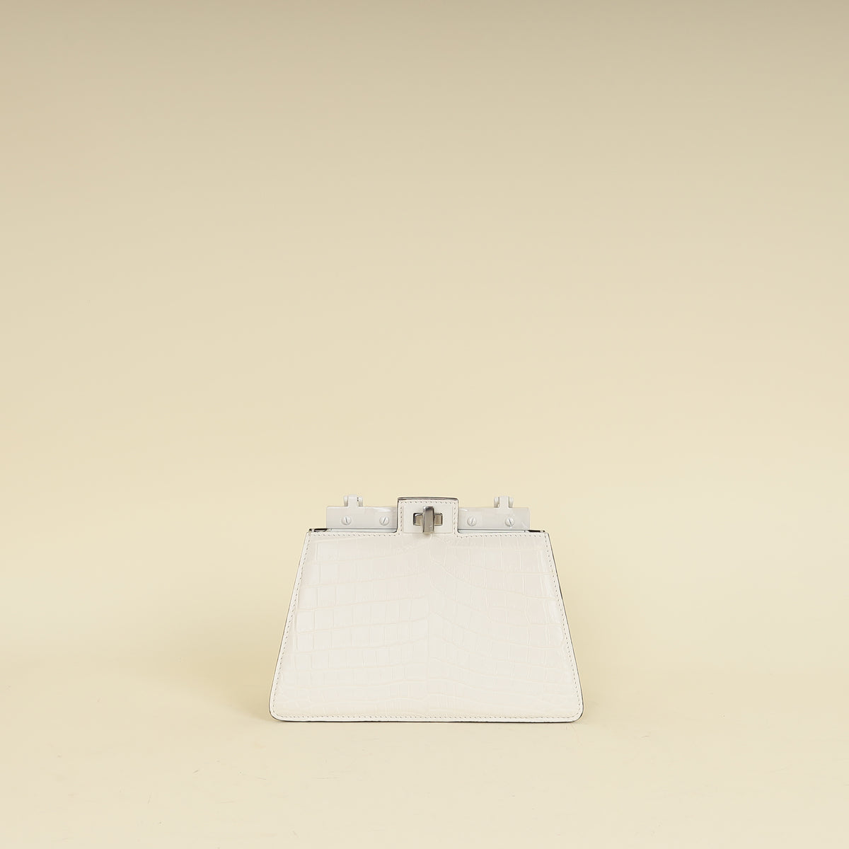 Fendi White Matte Crocodile Peekaboo Cut Bag