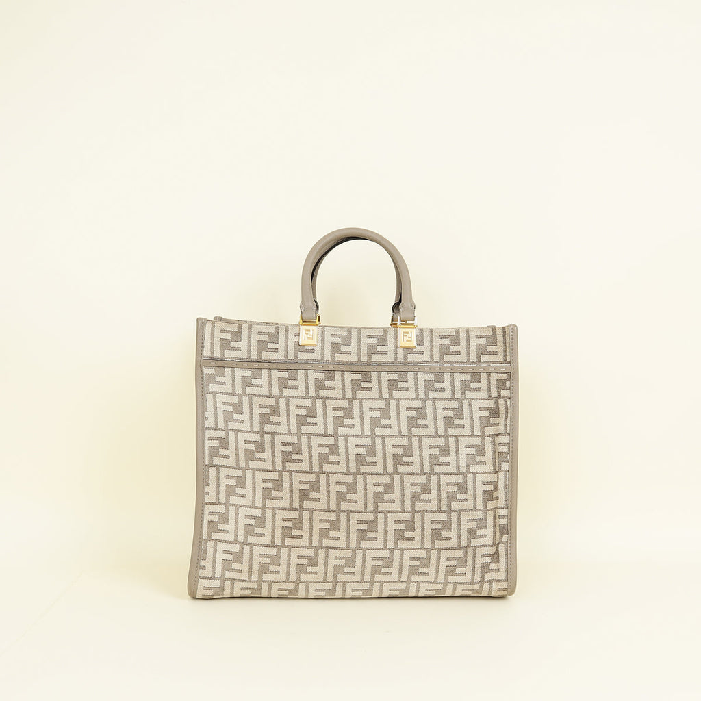 Fendi Dove Grey Sunshine Medium Shopping Tote Bag