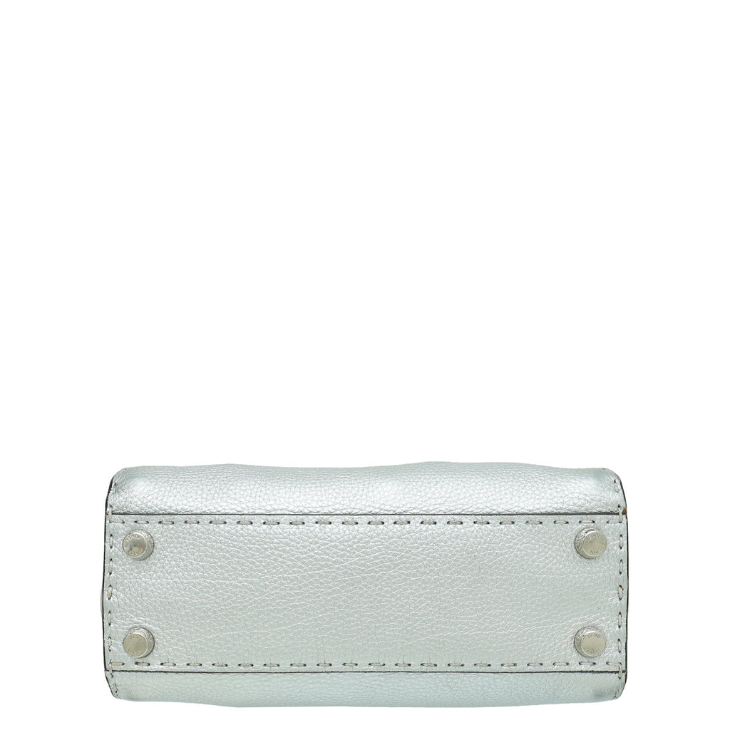 Fendi Metallic Silver Selleria Mini Peekaboo Bag