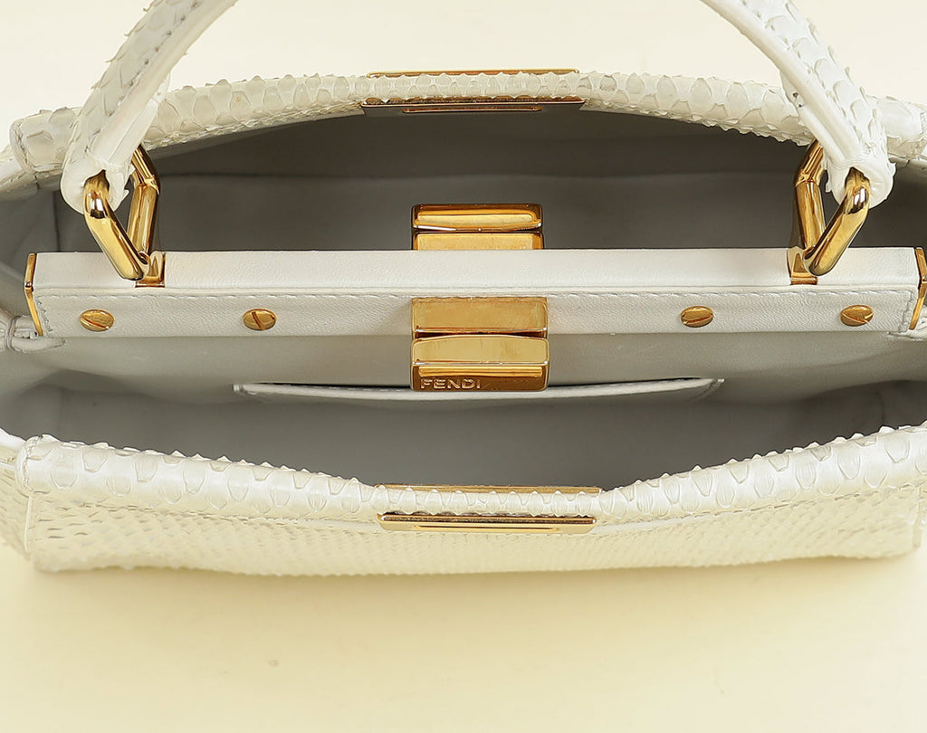 Fendi Vintage White Python Mini Peekaboo Bag