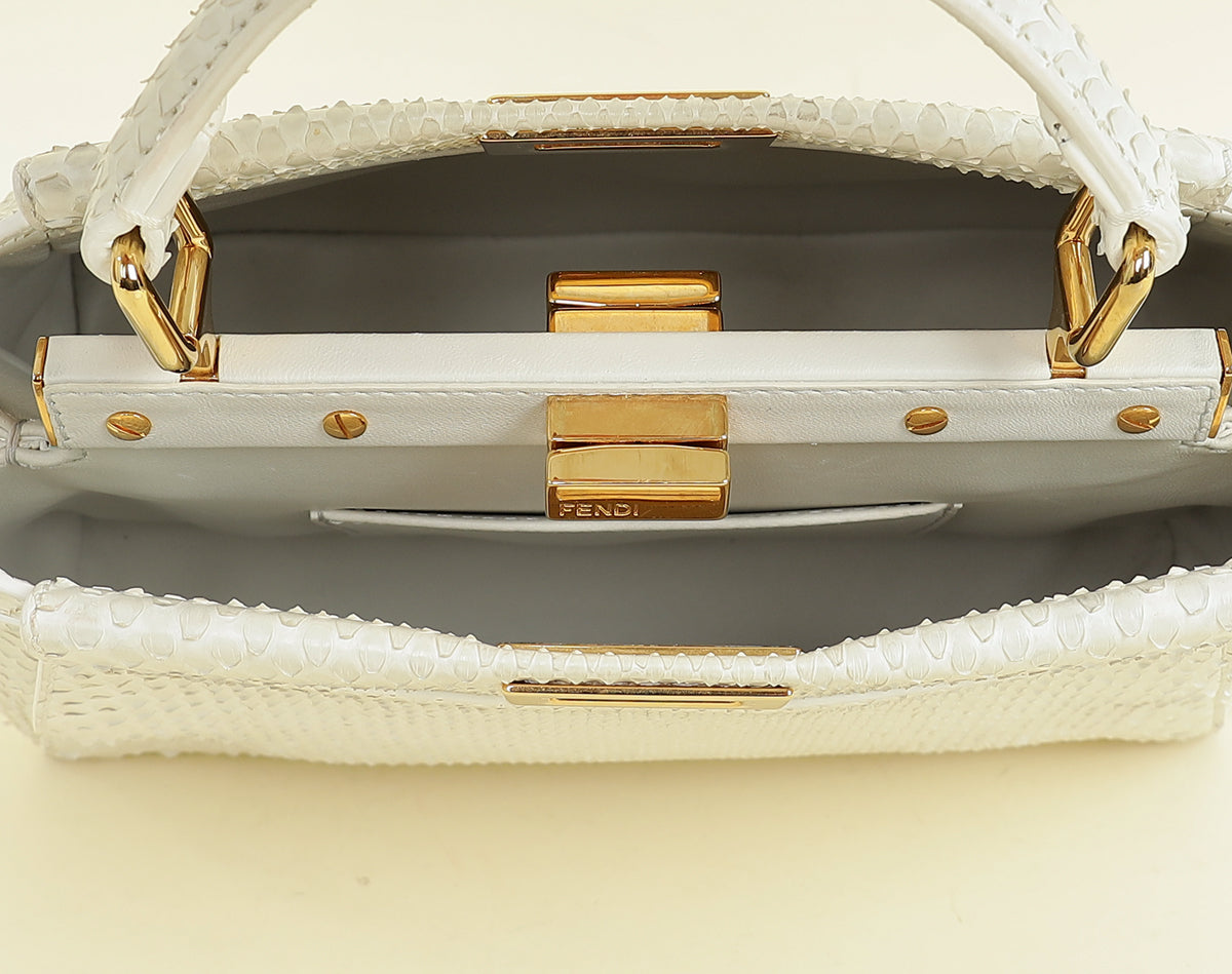 Fendi Vintage White Python Mini Peekaboo Bag