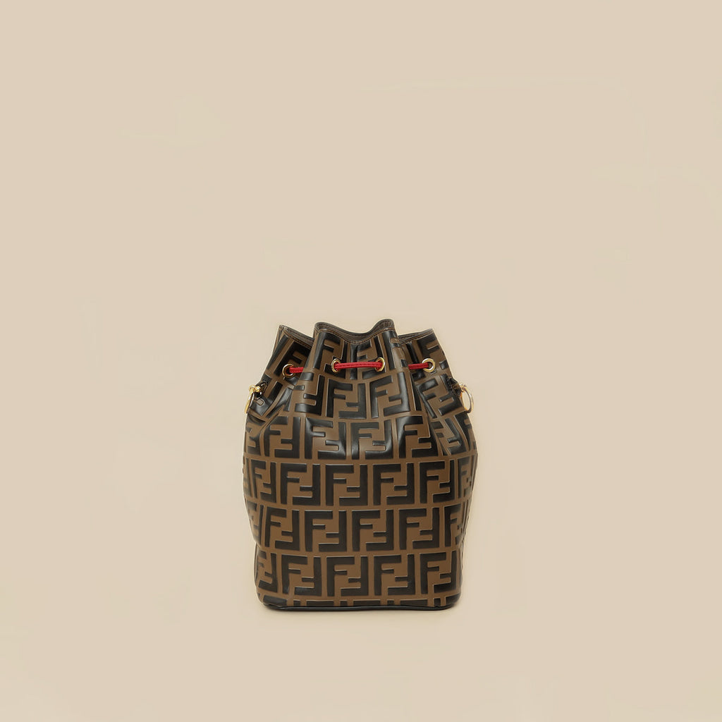 Fendi Brown FF Embossed Mon Tresor Bucket Bag