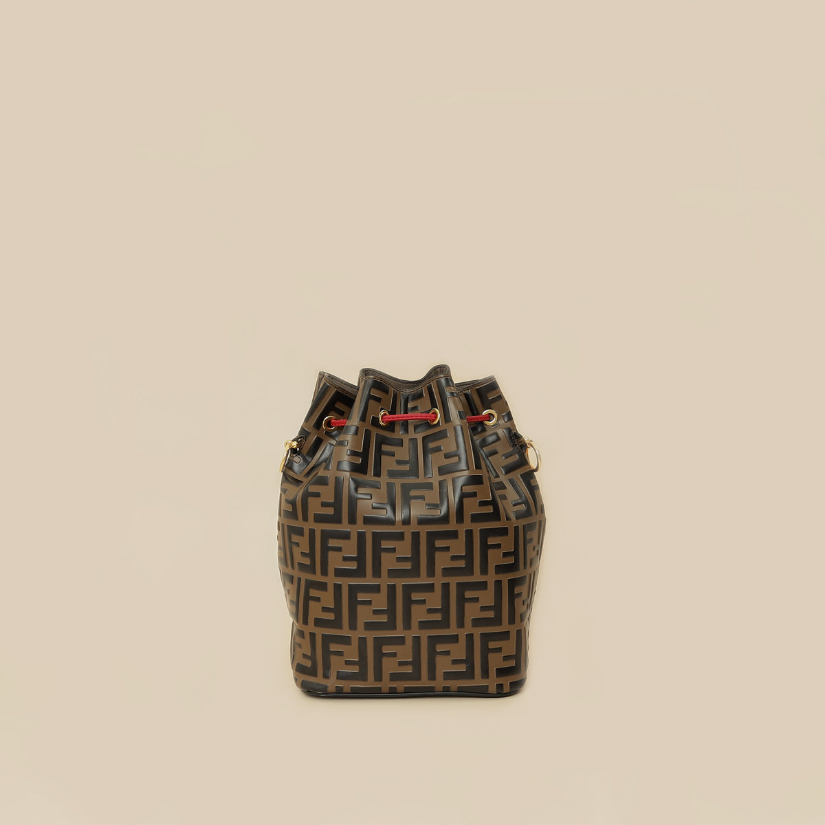 Fendi Brown FF Embossed Mon Tresor Bucket Bag