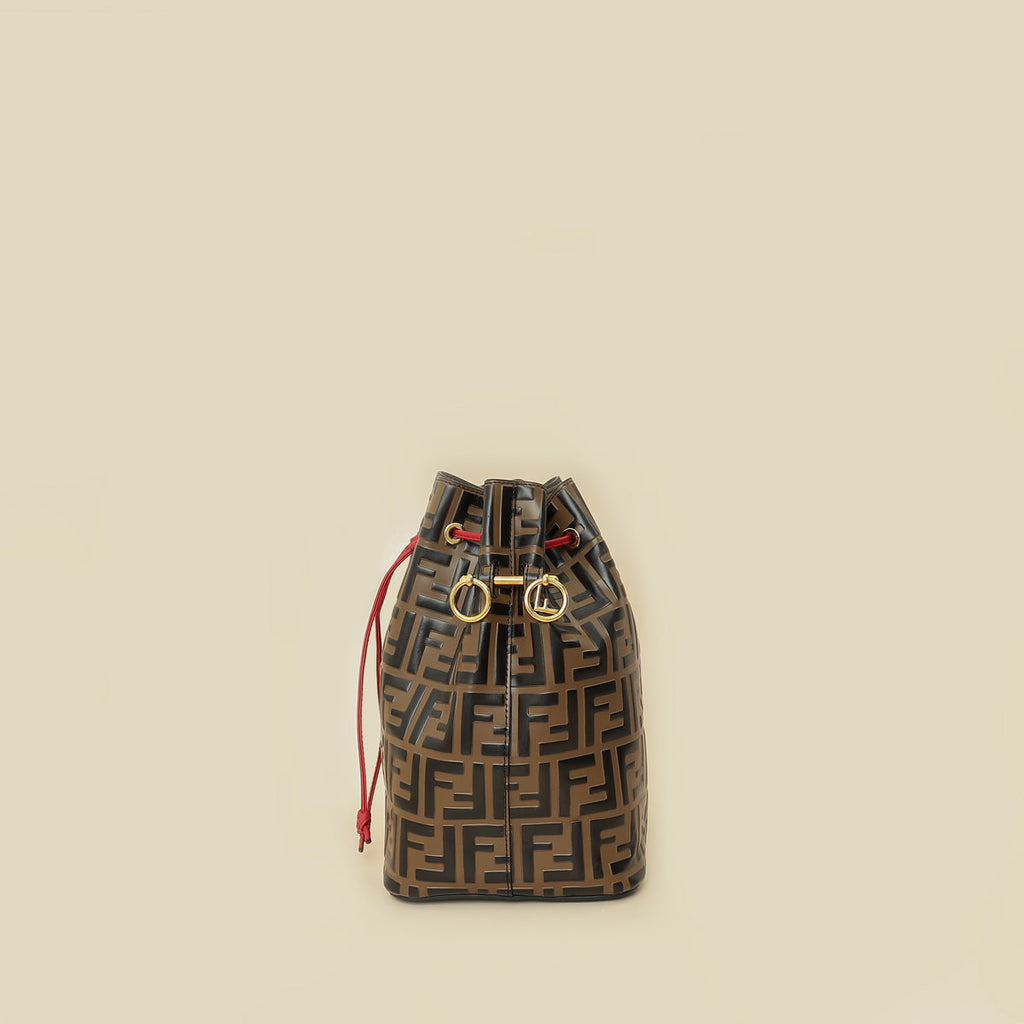 Fendi Brown FF Embossed Mon Tresor Bucket Bag