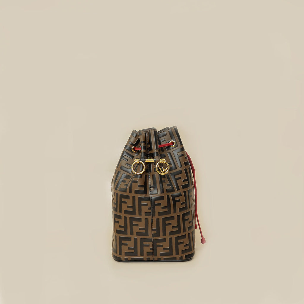 Fendi Brown FF Embossed Mon Tresor Bucket Bag