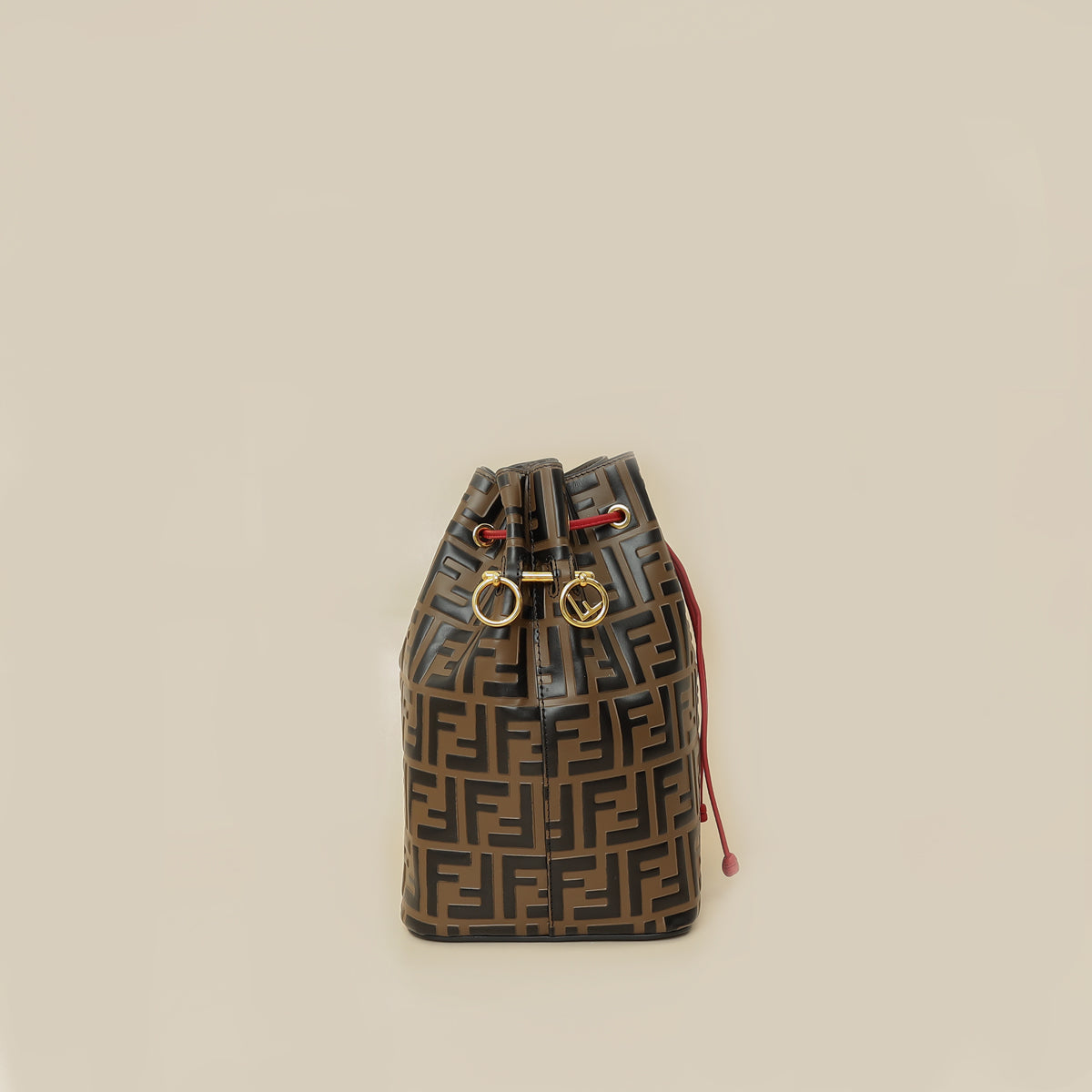 Fendi Brown FF Embossed Mon Tresor Bucket Bag