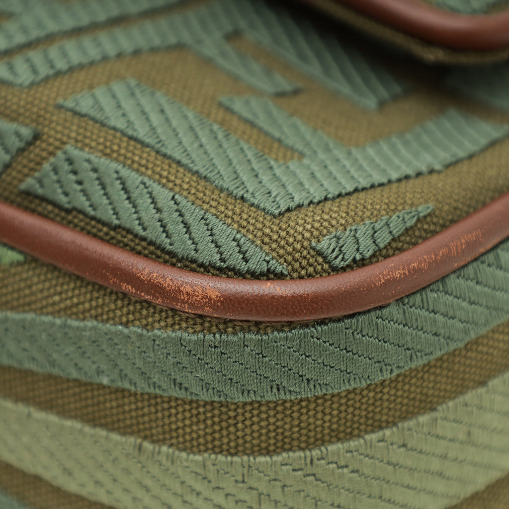 Fendi Bicolor FF Embroidery Baguette Medium Bag