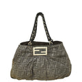 Fendi Metallic Silver FF Mia Large Tote Bag
