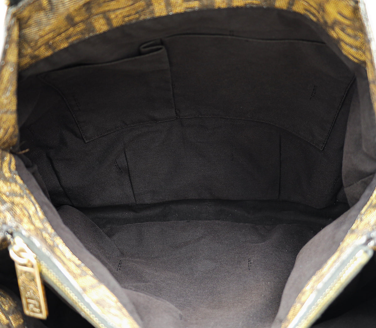 Fendi Metallic Silver FF Mia Large Tote Bag