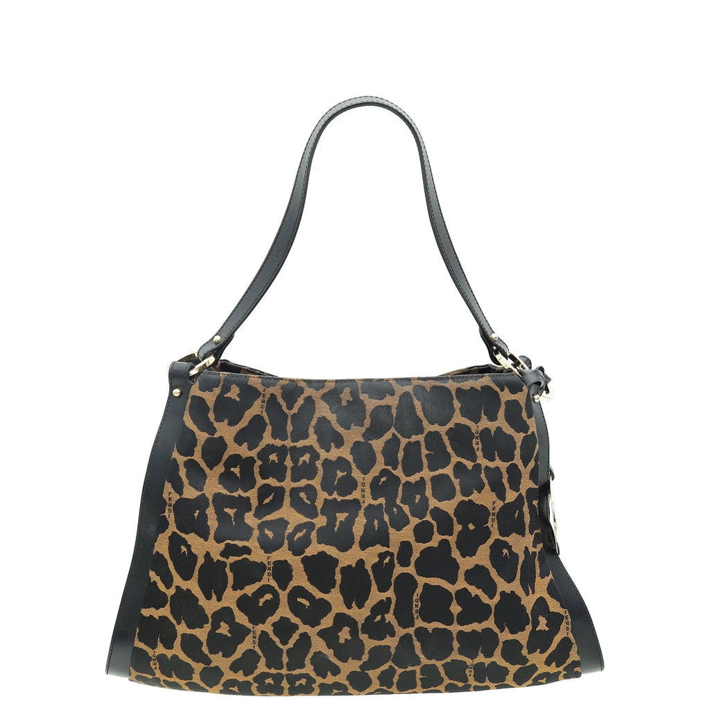 Fendi Bicolor Zucca Animal Chef Shopping Tote Medium Bag