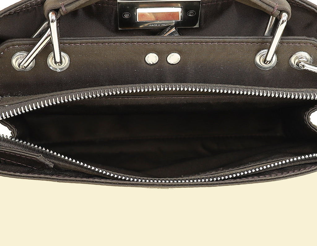 Fendi Ebene Sunflower Mini Peekaboo I SEE U Satchel Bag