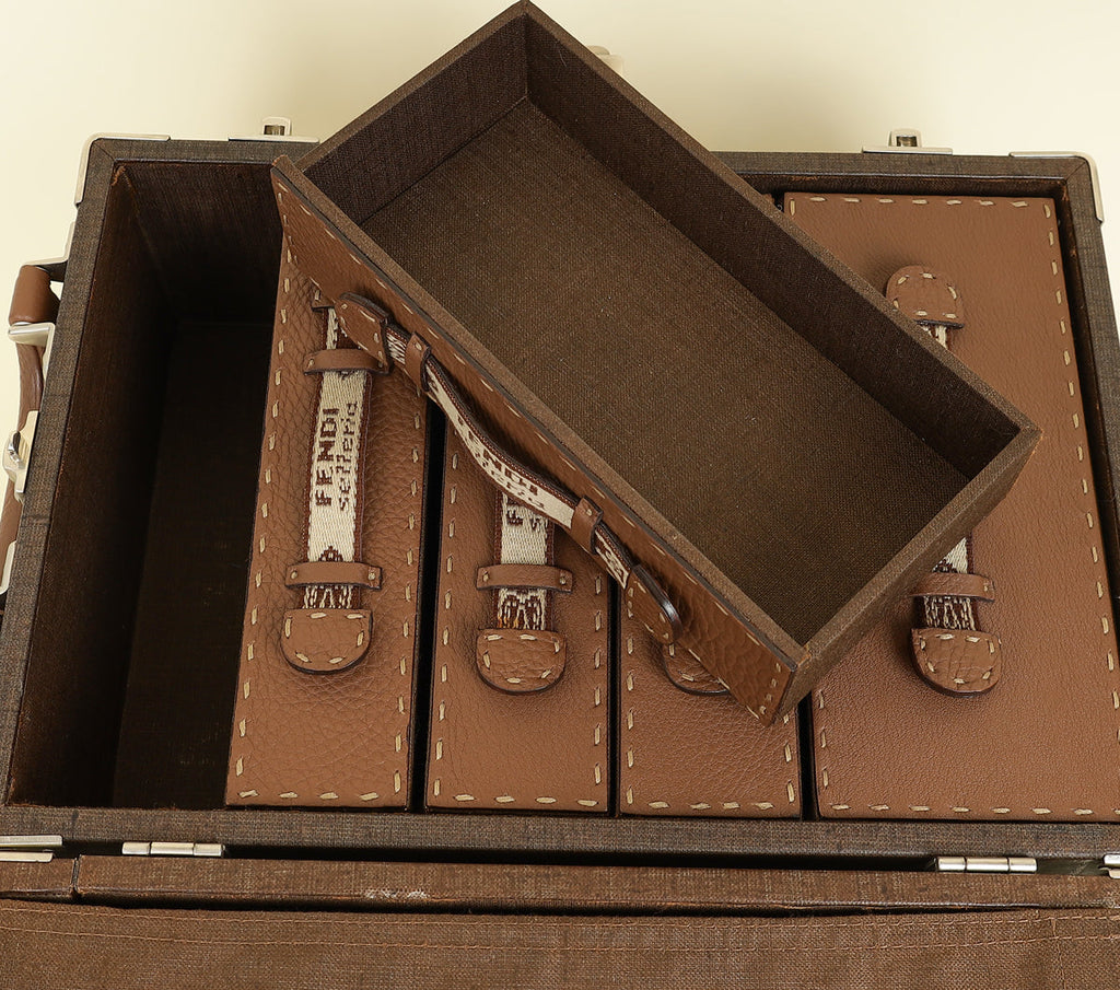 Fendi Brown Vintage Selleria Jewelry Holder Trunk Case