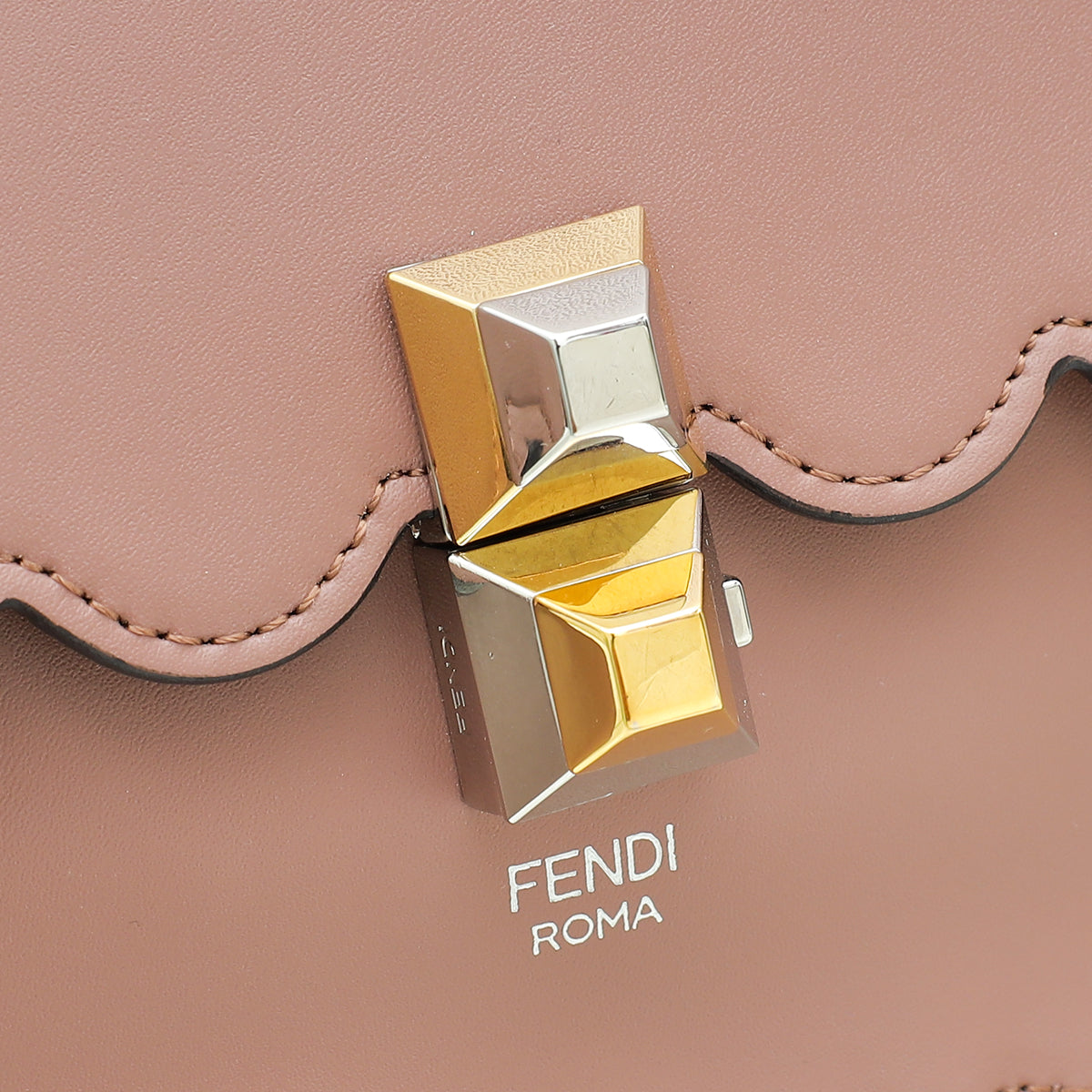 Fendi Old Rose Kan I Scalloped Medium Shoulder Bag