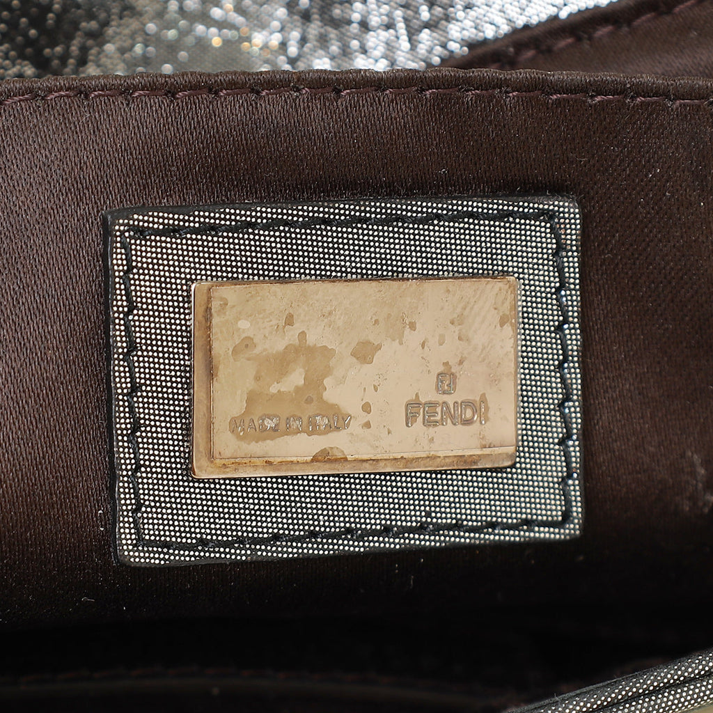 Fendi Metallic Silver Mia Pochette Chain Bag