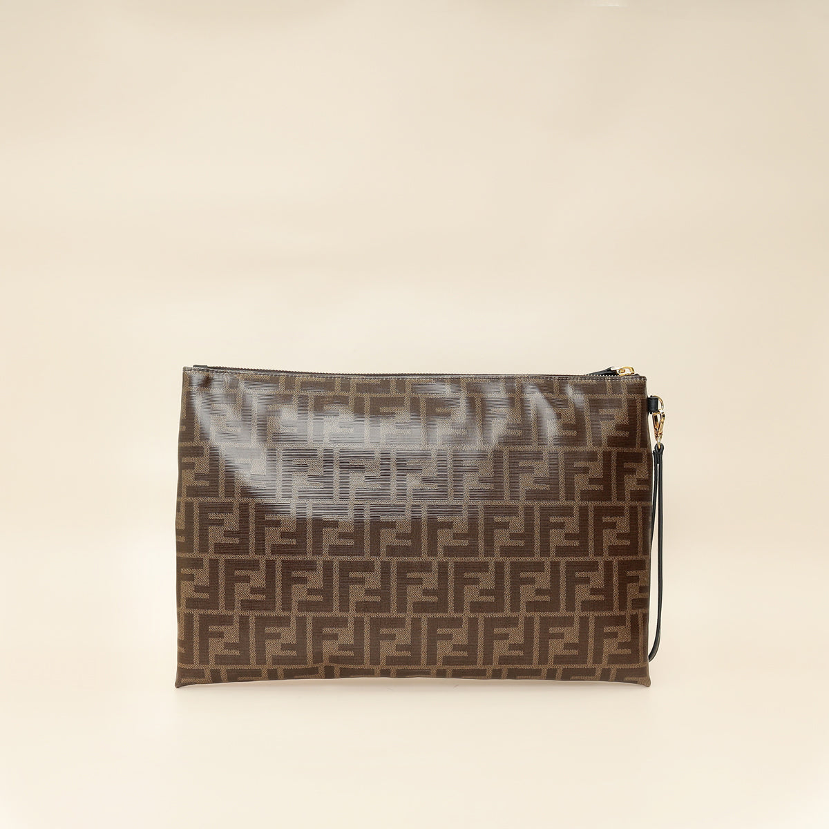 Fendi Brown FF Large Flat Wristlet Pouch