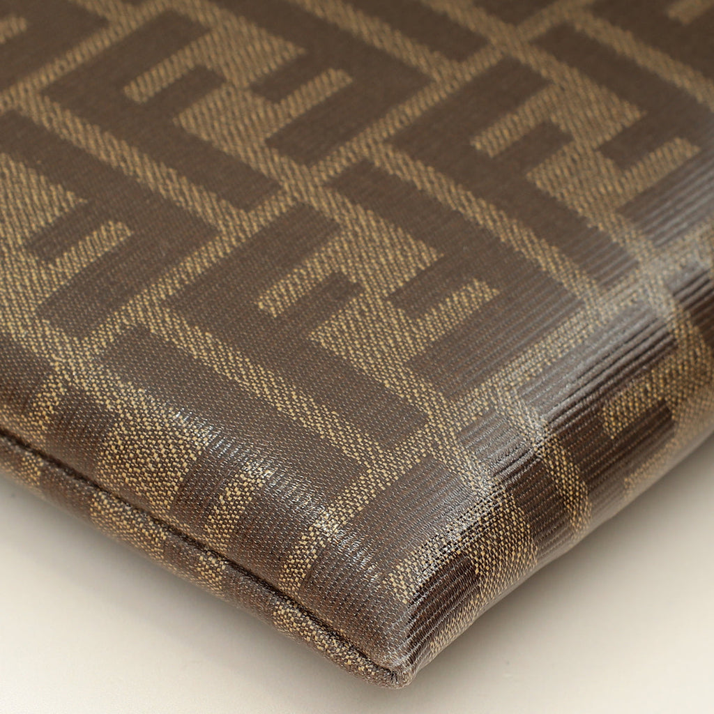 Fendi Brown FF Large Flat Wristlet Pouch