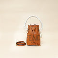 Fendi Brown Logo Mini Leather Mon Tresor Bag