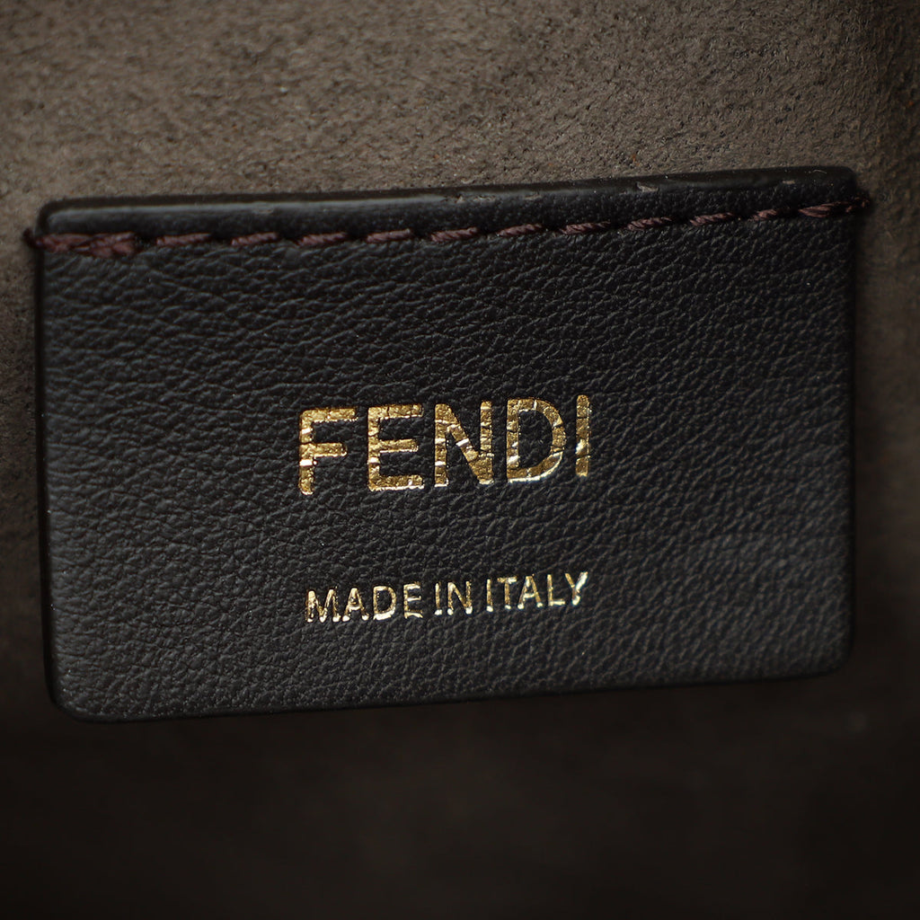 Fendi Brown Logo Mini Leather Mon Tresor Bag