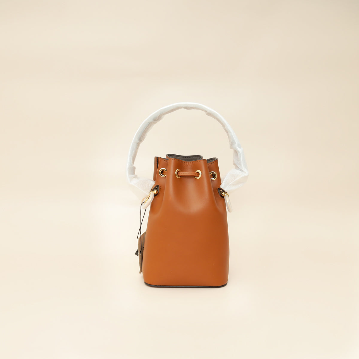 Fendi Brown Logo Mini Leather Mon Tresor Bag