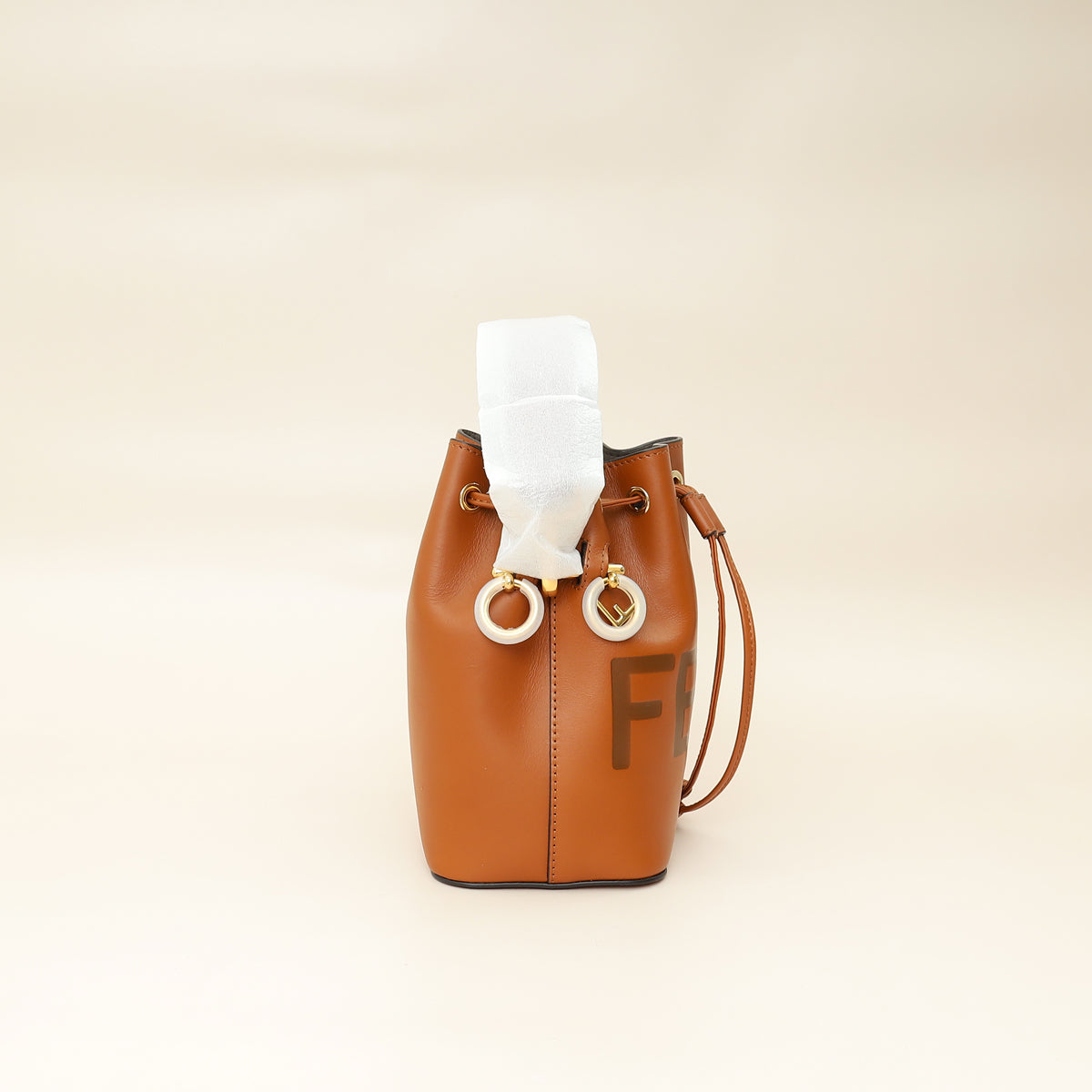 Fendi Brown Logo Mini Leather Mon Tresor Bag