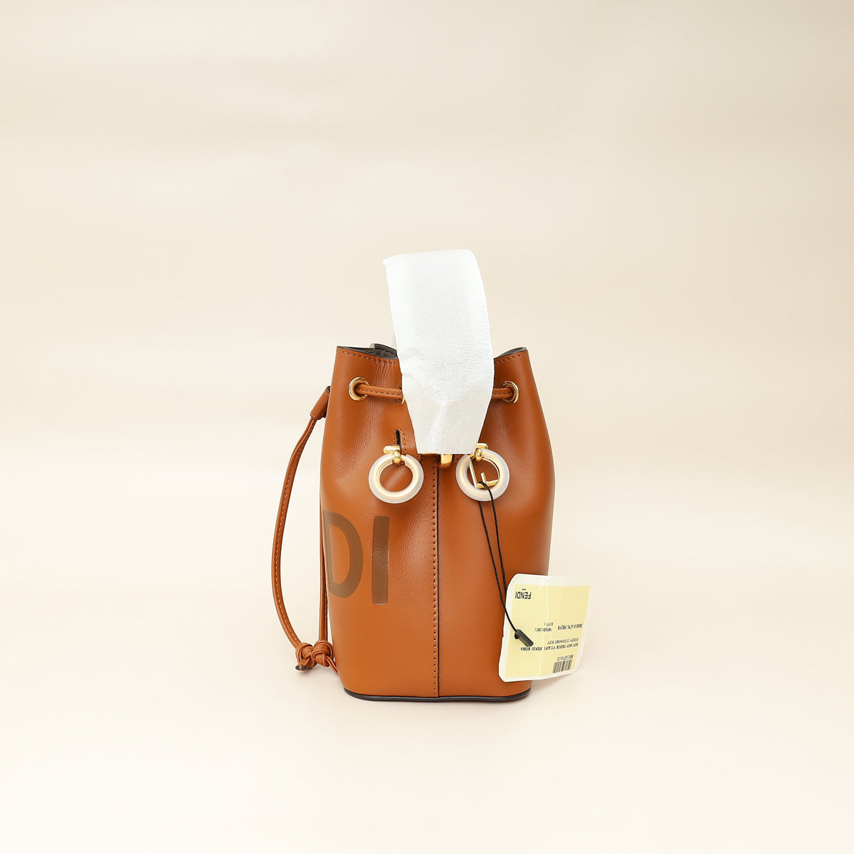 Fendi Brown Logo Mini Leather Mon Tresor Bag