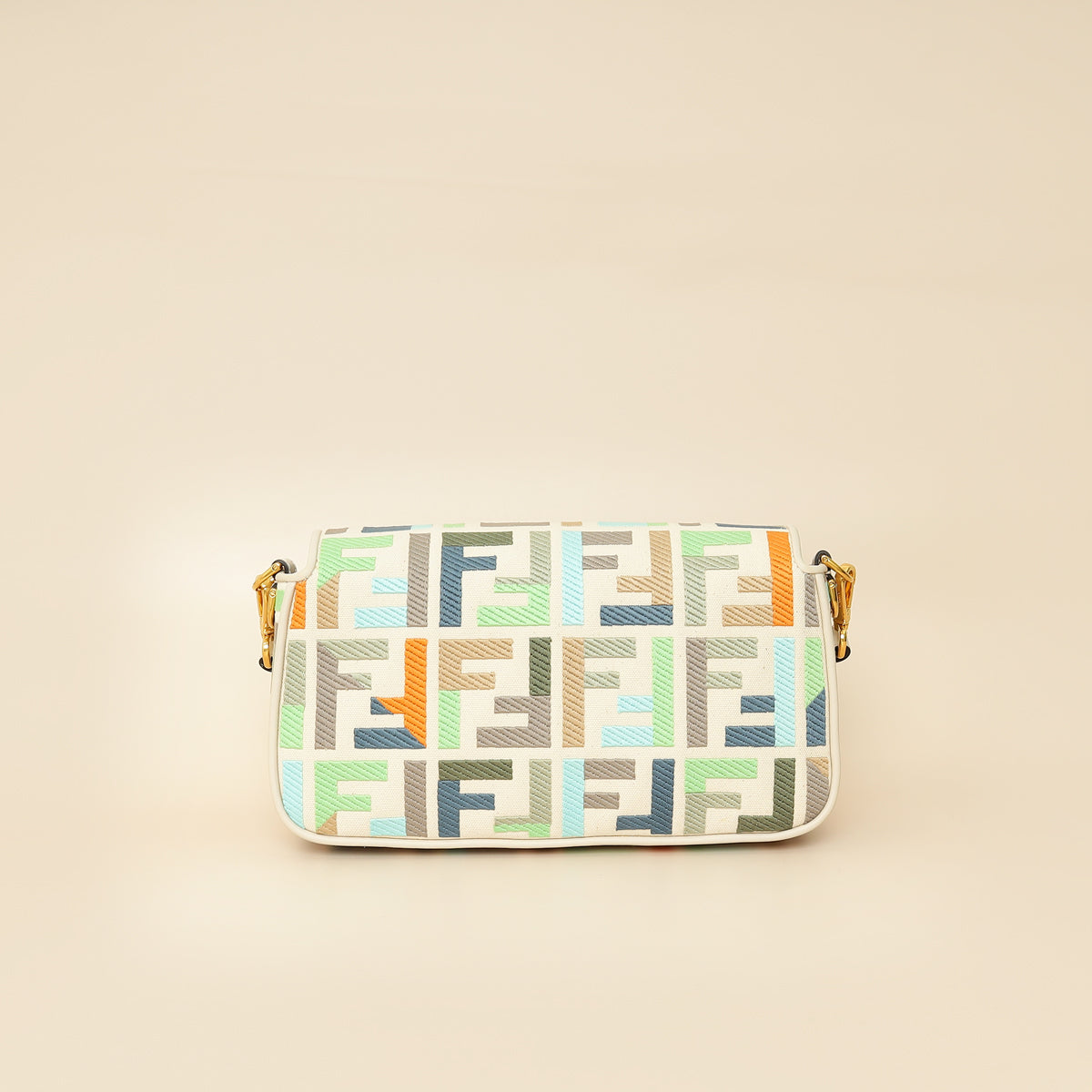 Fendi Multicolor FF Embroidery Baguette Medium Bag