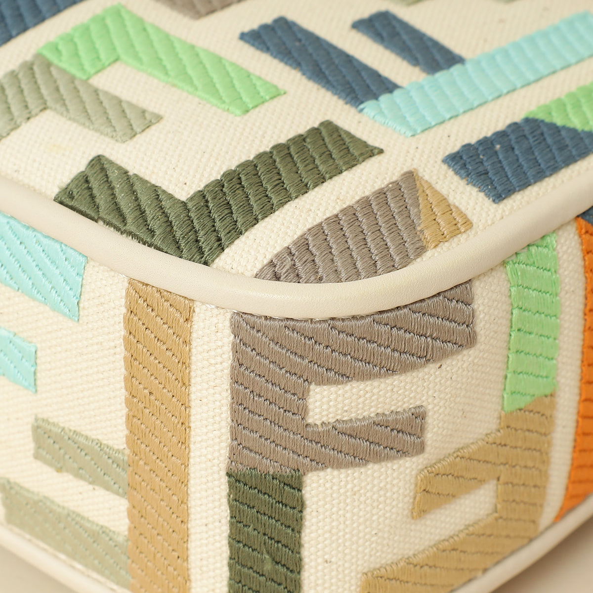 Fendi Multicolor FF Embroidery Baguette Medium Bag