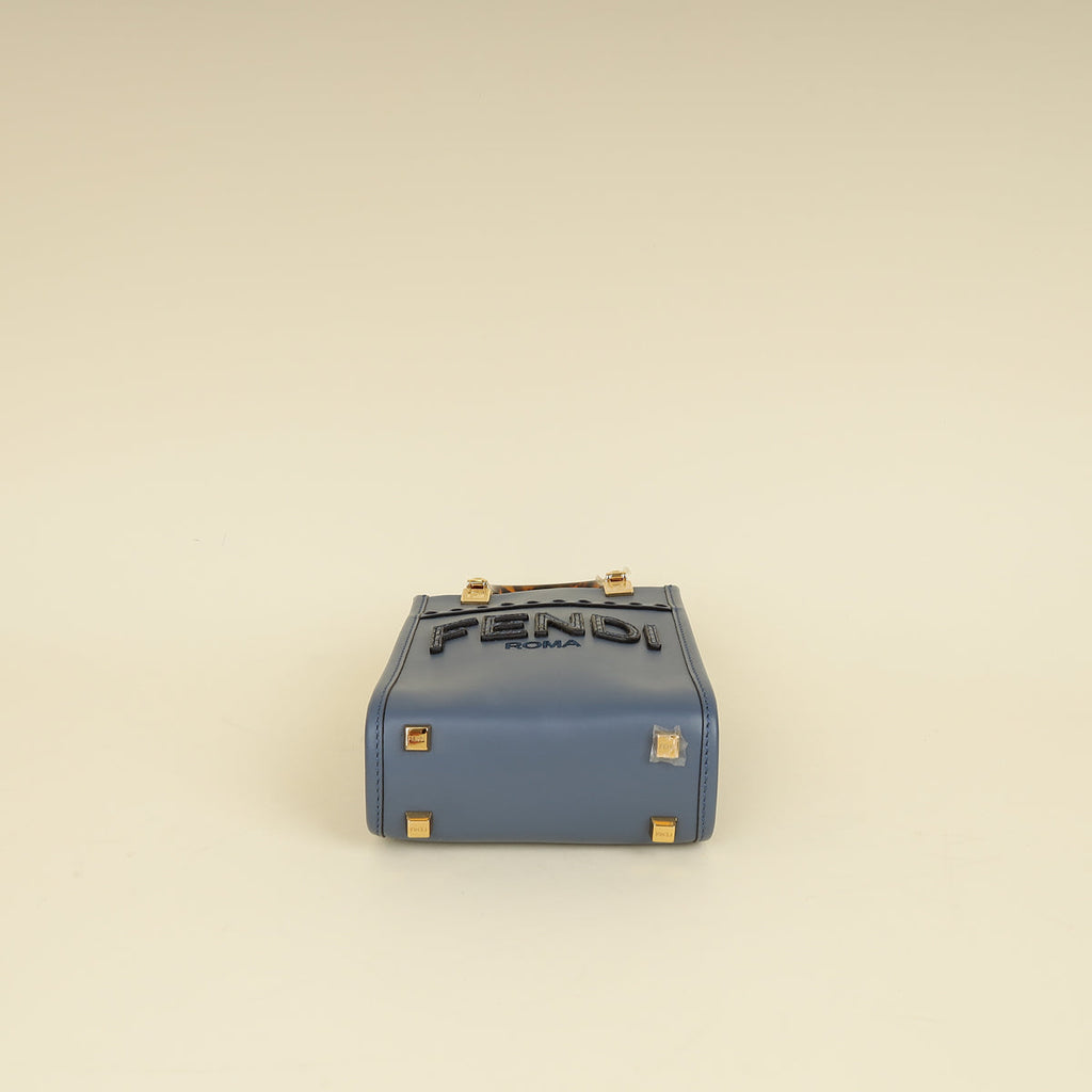 Fendi Dark Blue Mini Sunshine Shopper Bag