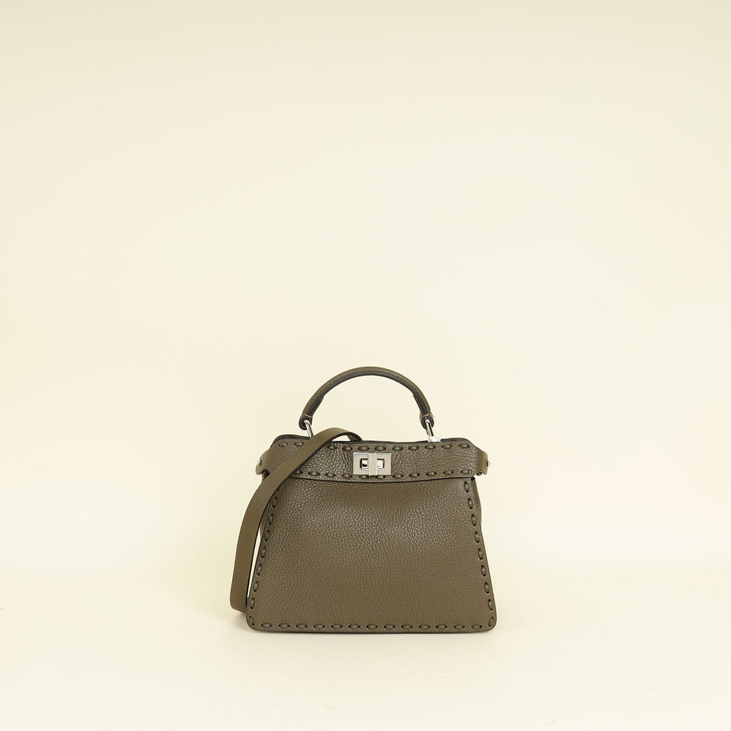 Fendi Dark Olive Selleria Petite Peekaboo ISeeU Bag