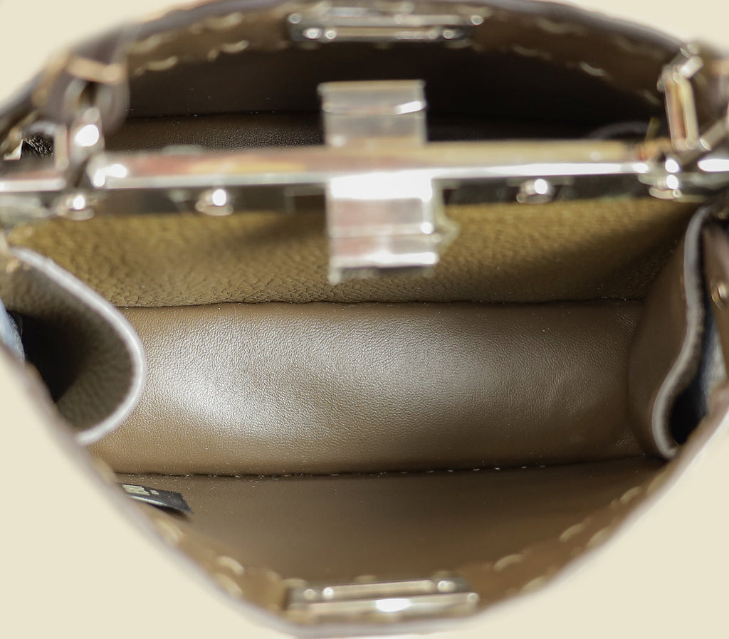 Fendi Dark Olive Selleria Petite Peekaboo ISeeU Bag