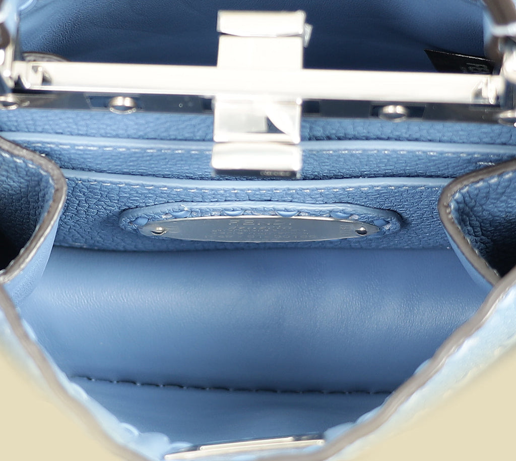 Fendi Blue Selleria Peekaboo ISeeU Petite Bag