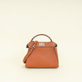 Fendi Brown Selleria Mini Peekaboo Python Handle Bag
