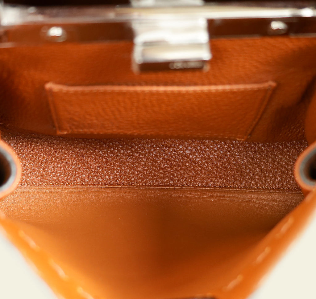 Fendi Brown Selleria Mini Peekaboo Python Handle Bag