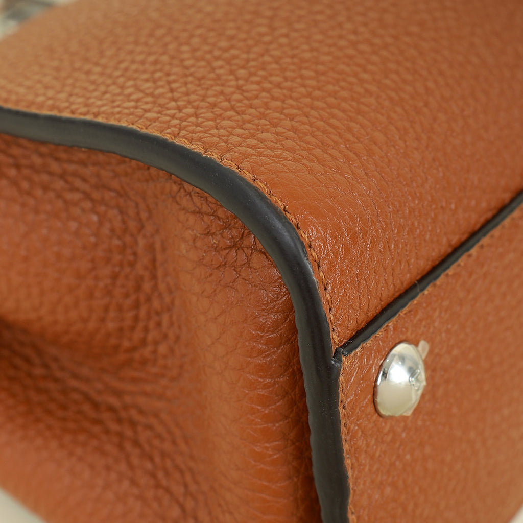 Fendi Brown Selleria Mini Peekaboo Python Handle Bag