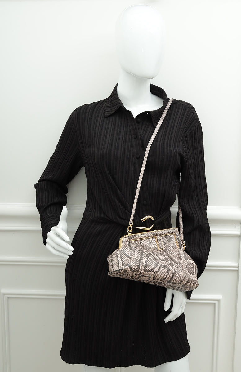 Fendi Natural Pink First Python Small Bag